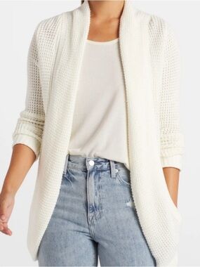 Market & Spruce Tabatha Waffle Knit Cotton Blend Cocoon Cardigan, XL Off white